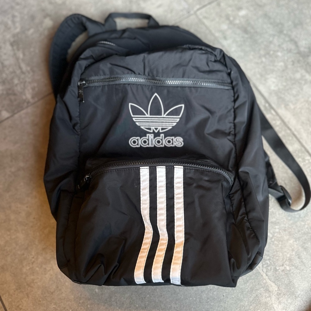 Adidas Black and White Logo Backpack